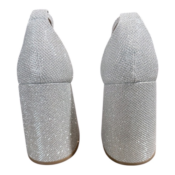 IDIFU Silver Glitter Block Heels | Square Toe Ankle Strap Sandals |Size 7.5, 8.0 - Picture 7 of 9